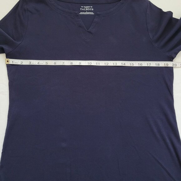 Talbots Pima Cotton Short Sleeve Tee Women's Indigo Blue Size Large - Picture 5 of 10
